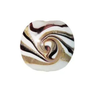 20mm Black Swirls with Gold Foil lined Glass Disc Beads (5 Pieces)