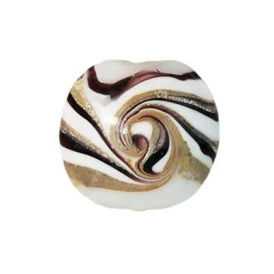 20mm Black Swirls with Gold Foil lined Glass Disc Beads (5 Pieces)