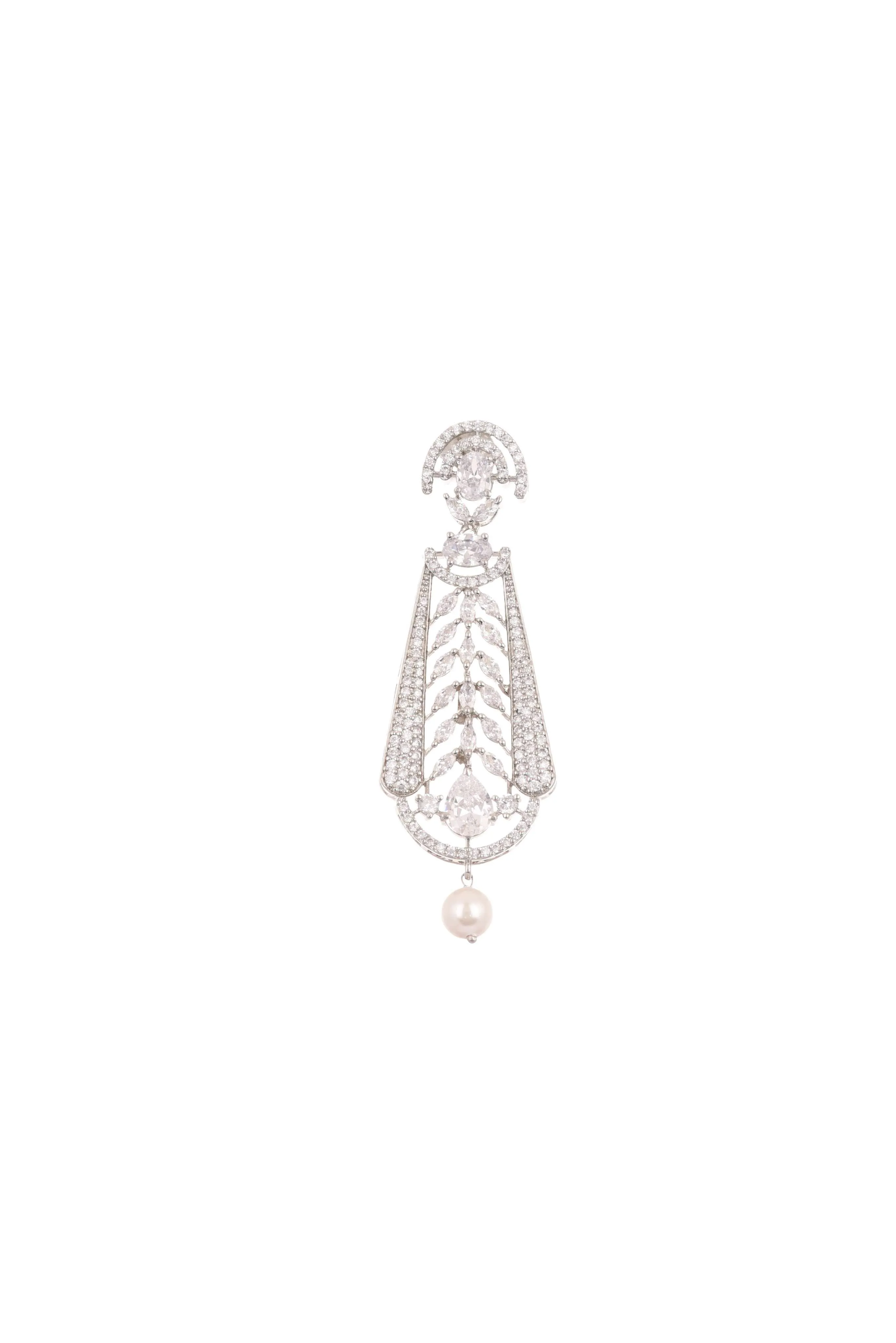 92.5 Sterling Silver Choker Set with Faux Diamonds And Pearl Drops