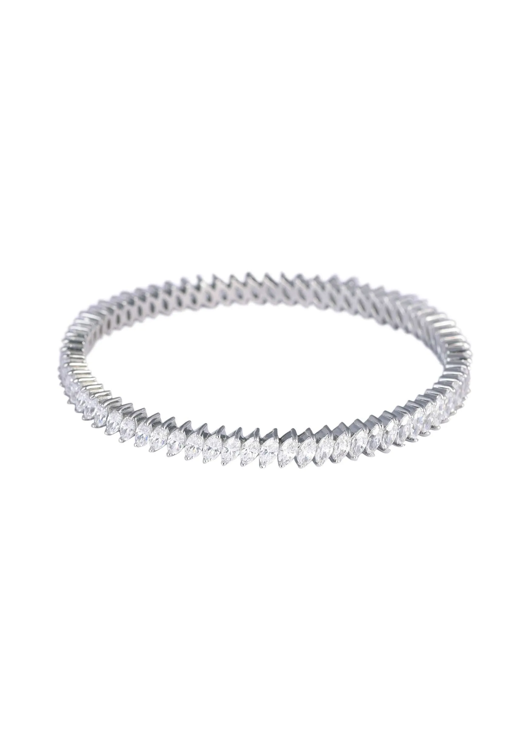 92.5 Sterling Silver White Zirconia Bangles Set of 2