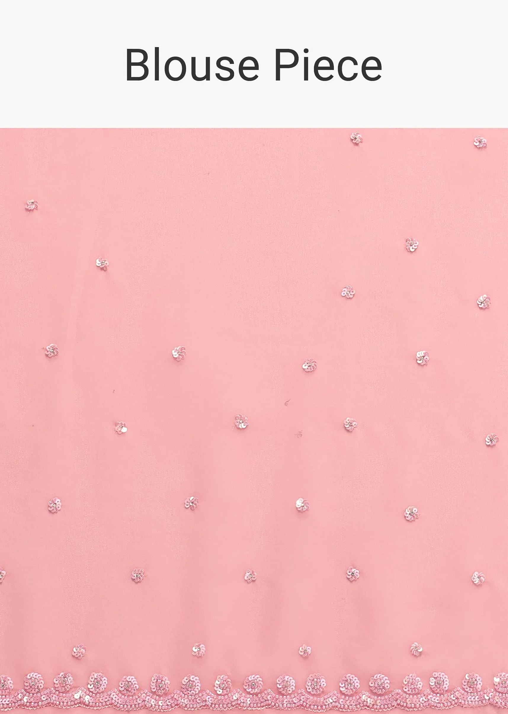 Baby Pink Sequin Saree With Unstitched Blouse