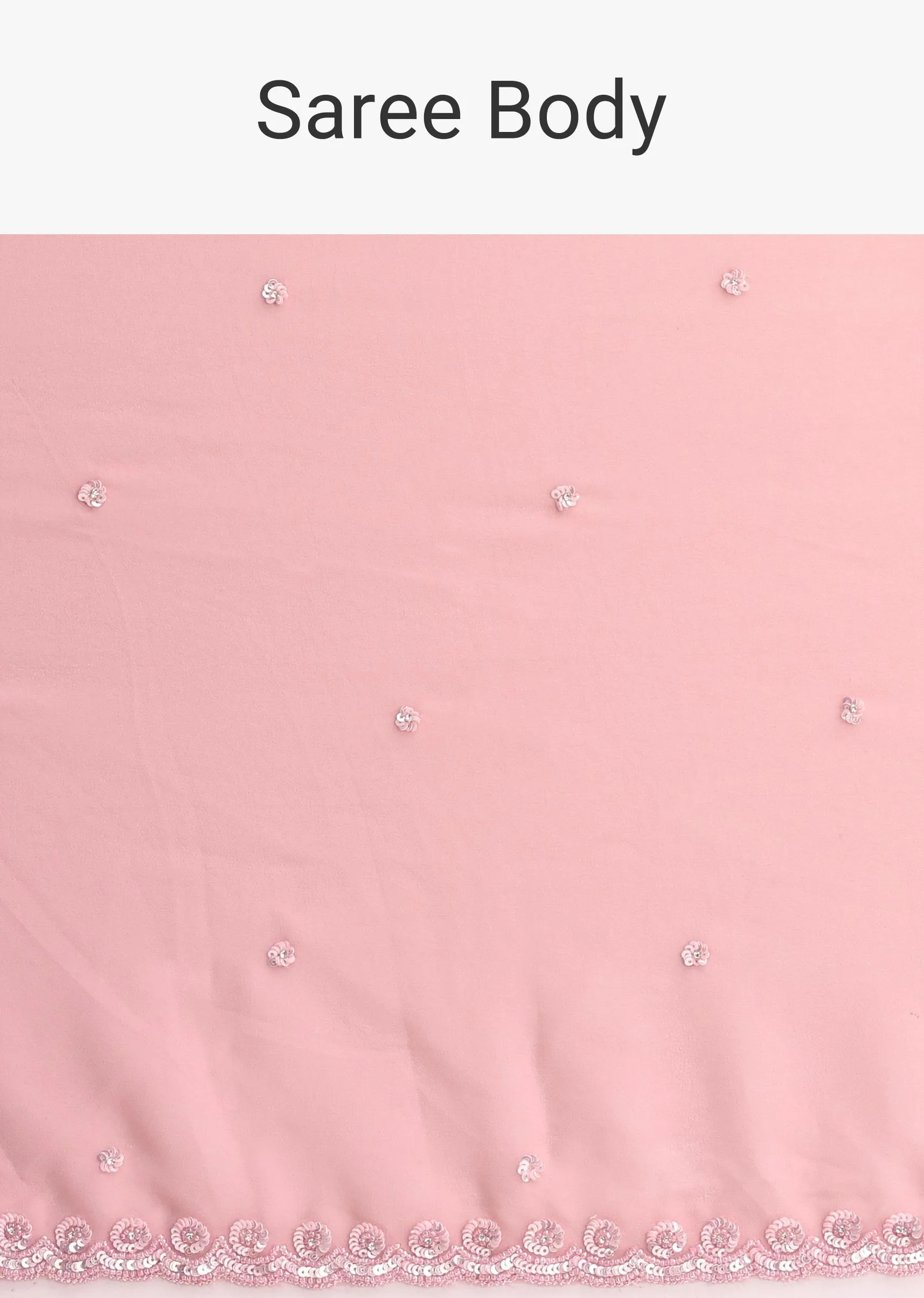 Baby Pink Sequin Saree With Unstitched Blouse