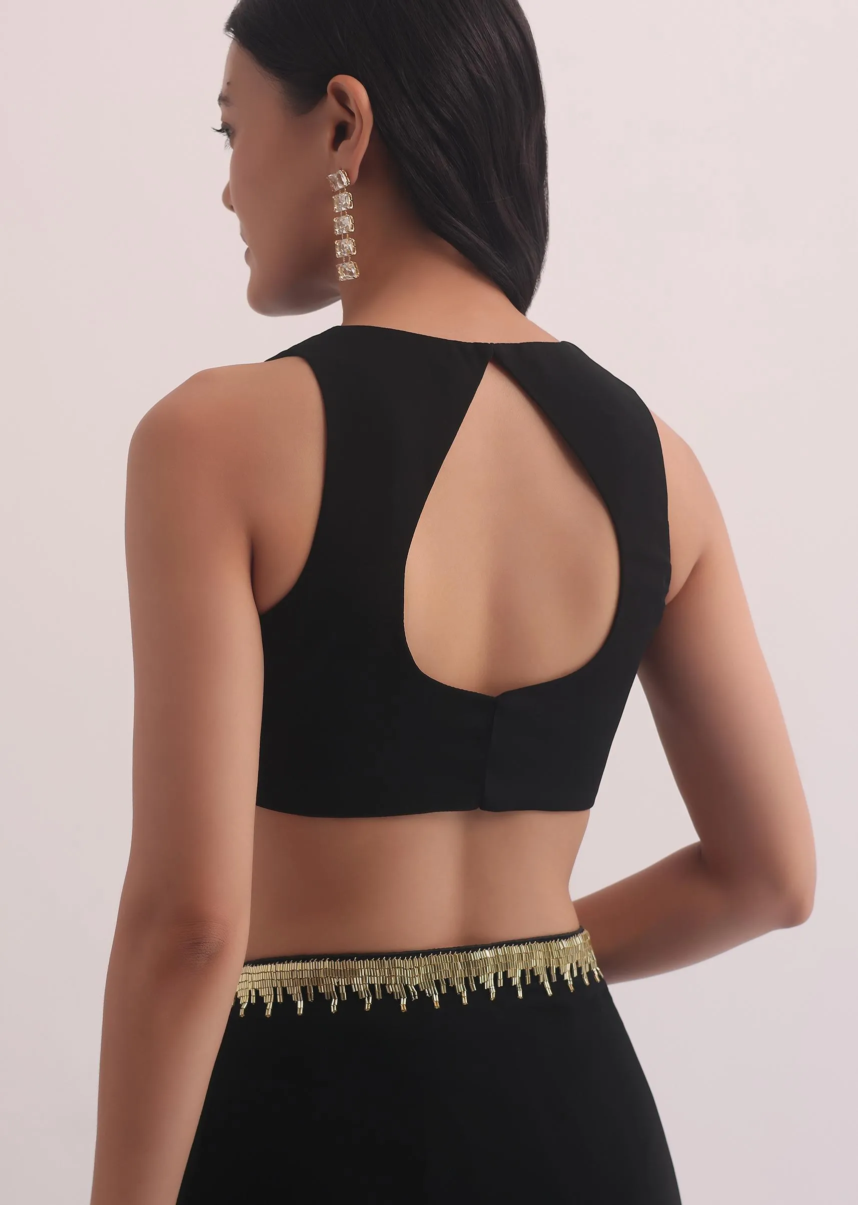 Black Georgette Saree With Salli Cutdana Border