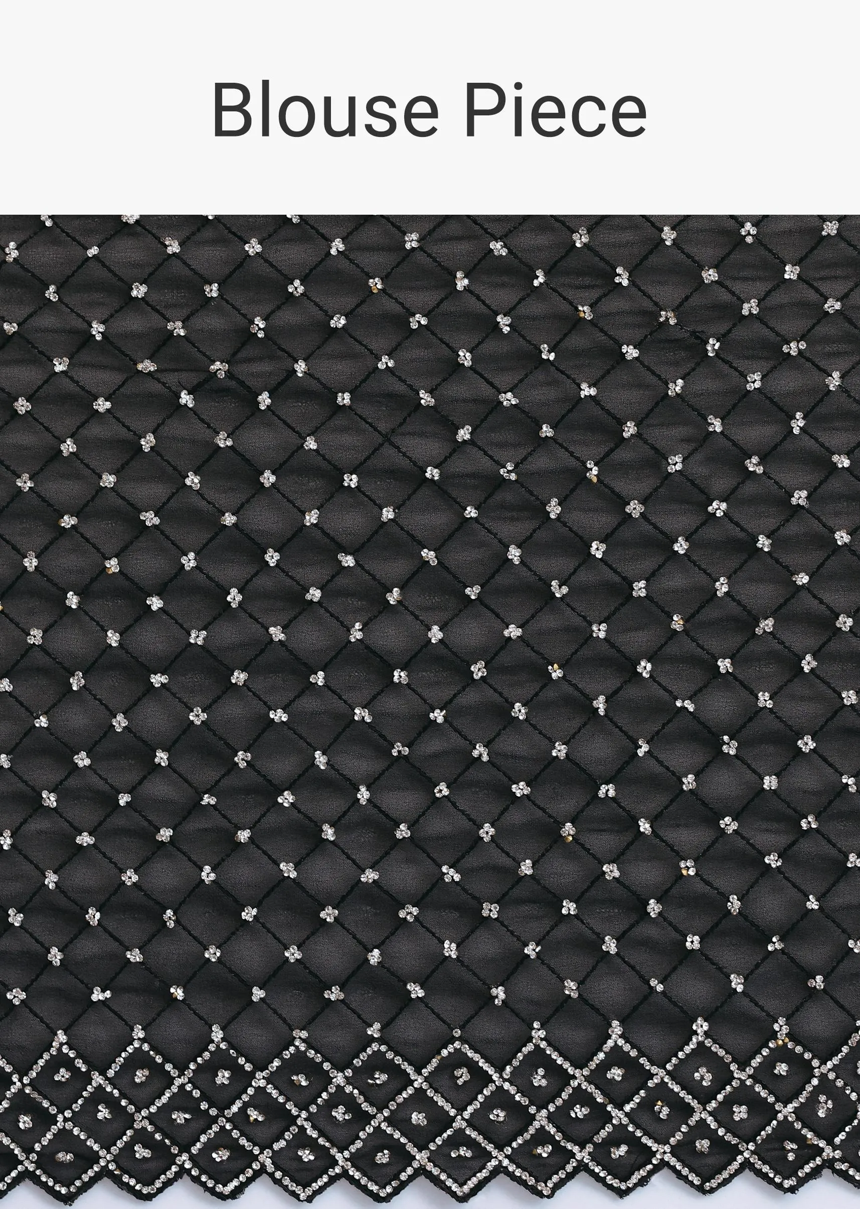 Black Georgette Saree With Stone Embroidery And Unstitched Blouse