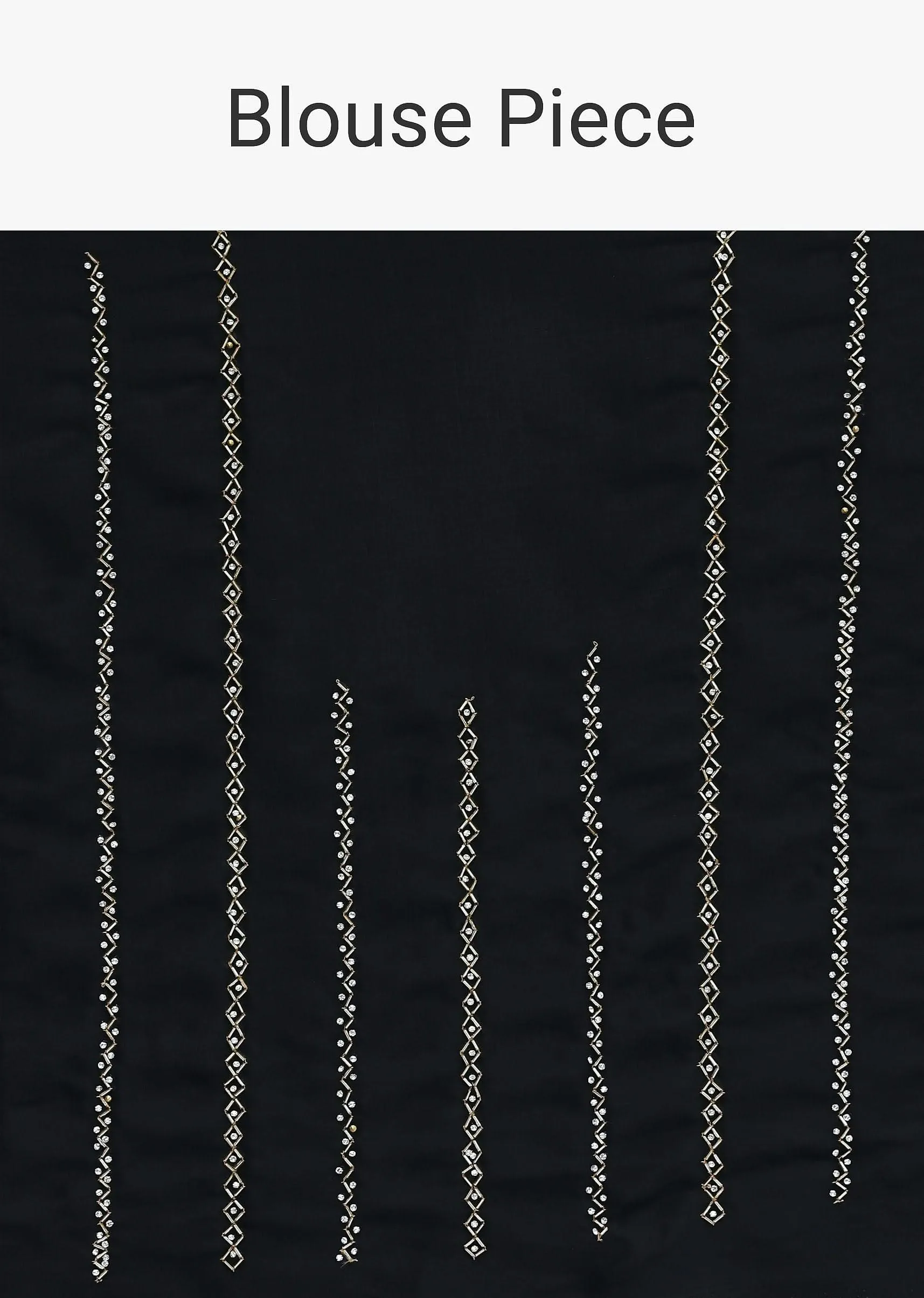 Black Satin Saree With Cut Dana Embroidery And Unstitched Blouse