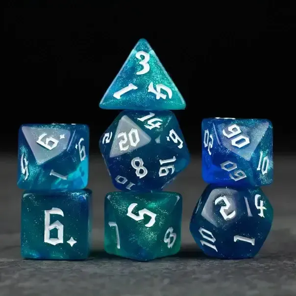 Blue & Green Tabletop Glitter Dice Set