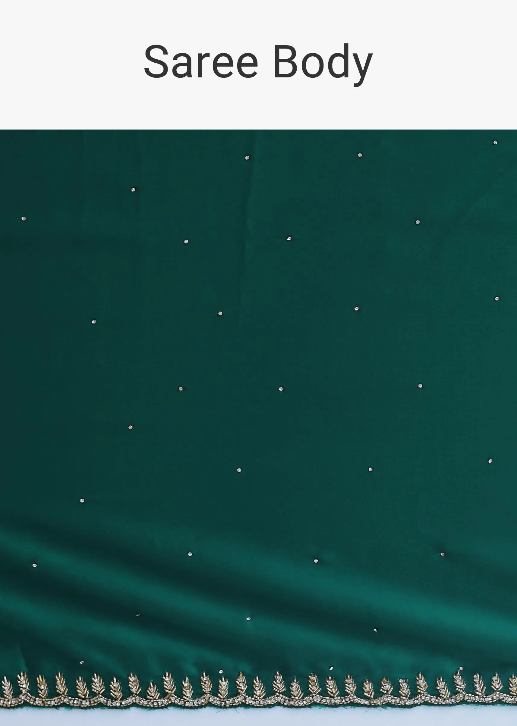Bottle Green Satin Saree In Cutdana Embroidery With Unstitched Blouse