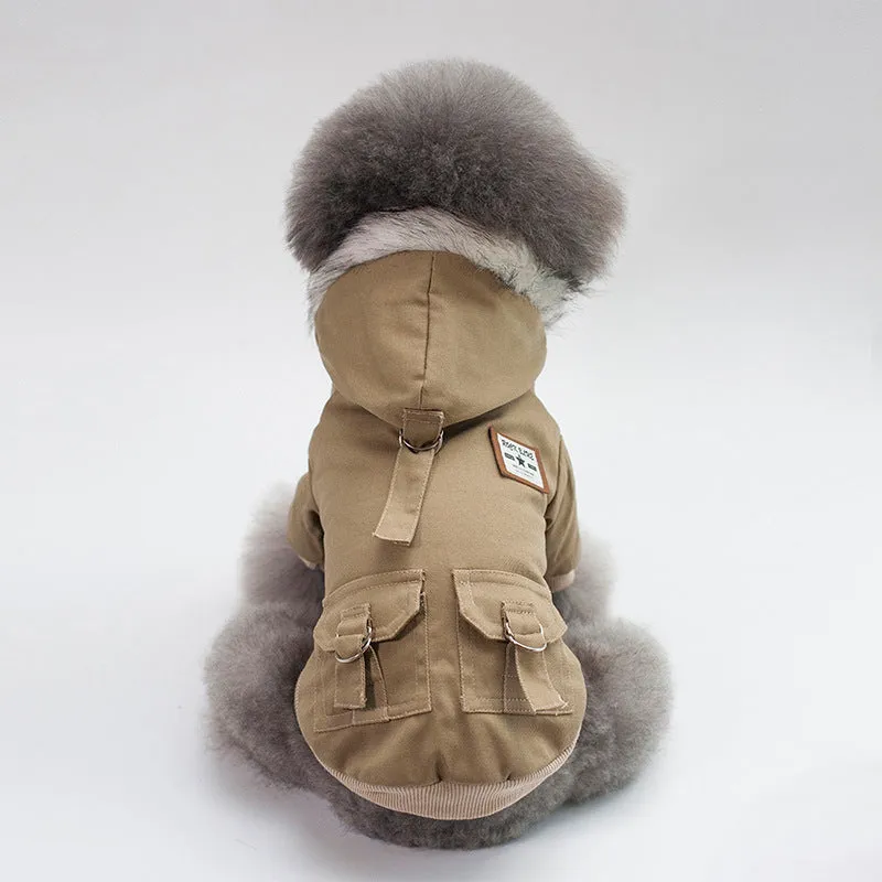 Cap dog coat.