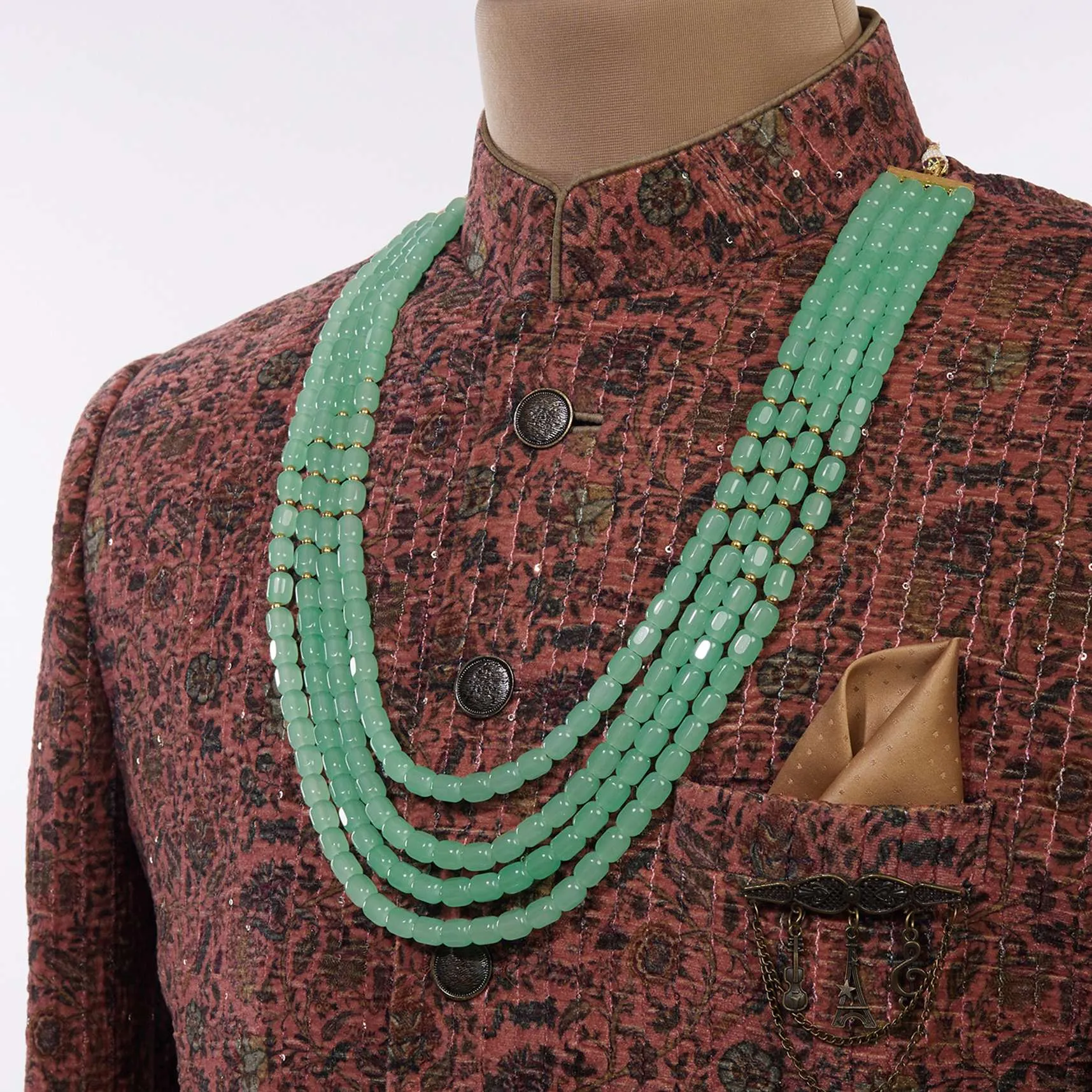 Four Layered Green Beads Mala