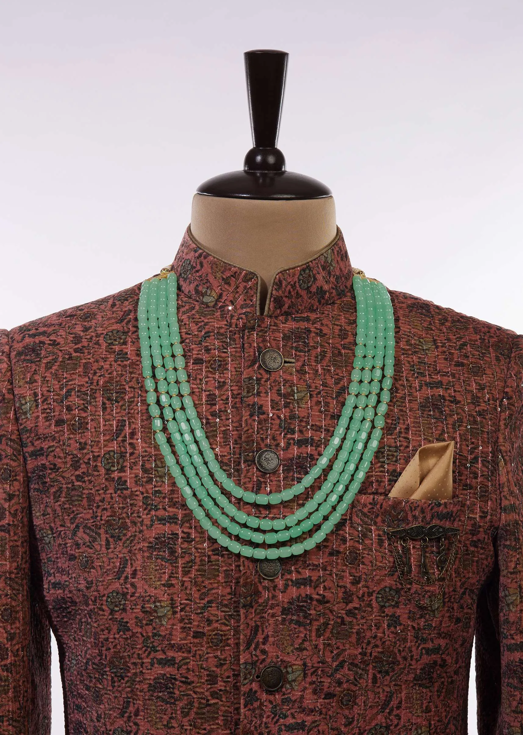 Four Layered Green Beads Mala