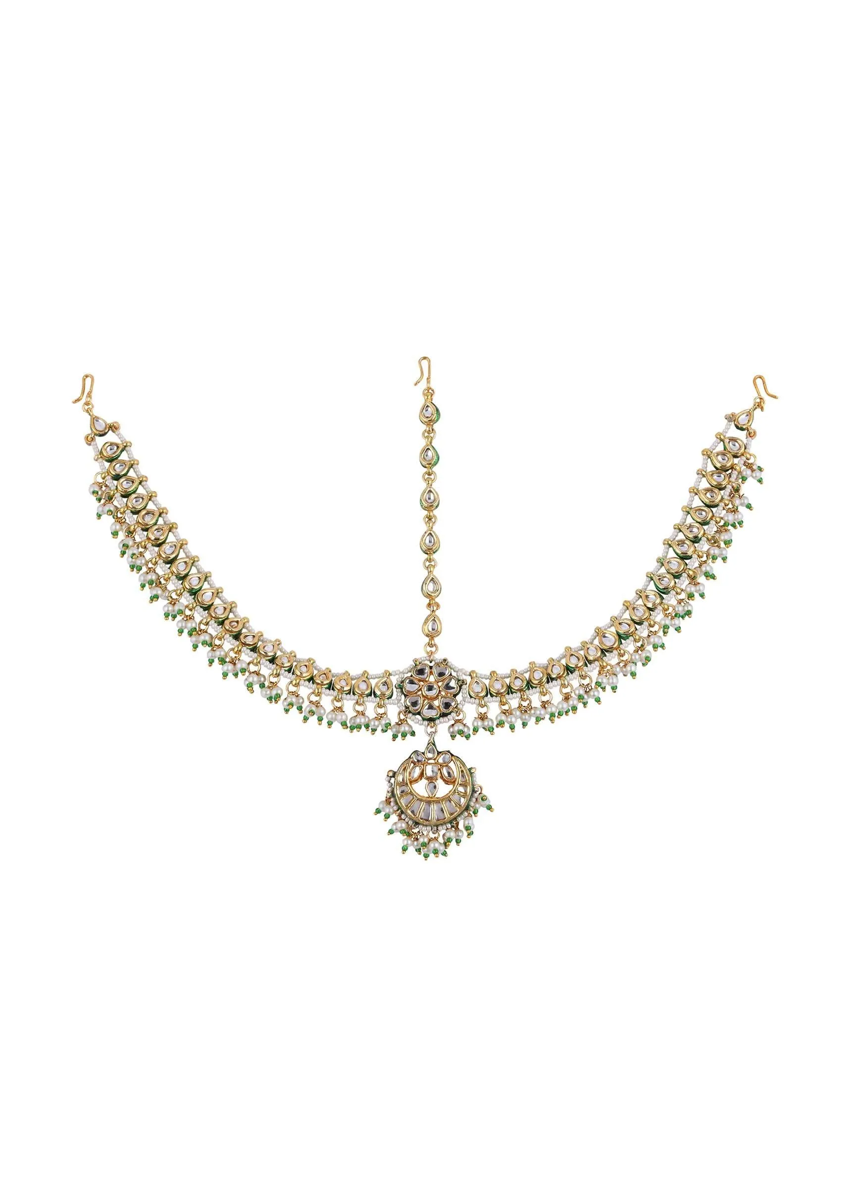 Gold Finish Kundan And Pearl Mathapatti