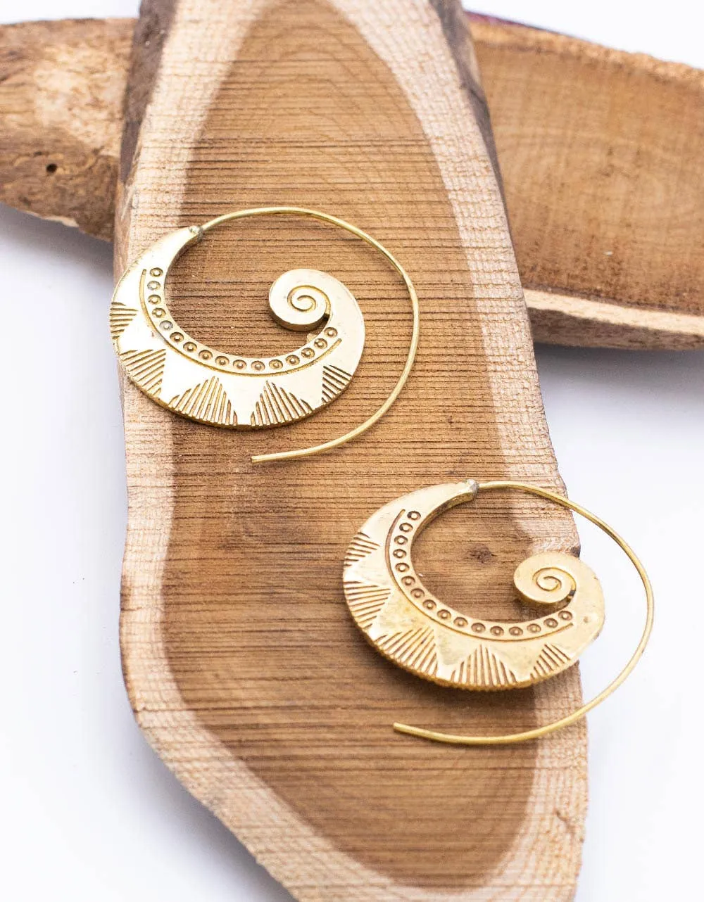 India Hand Carved Gold Earrings