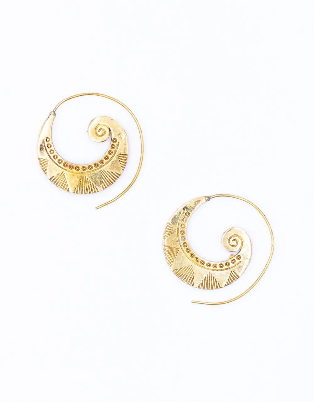 India Hand Carved Gold Earrings