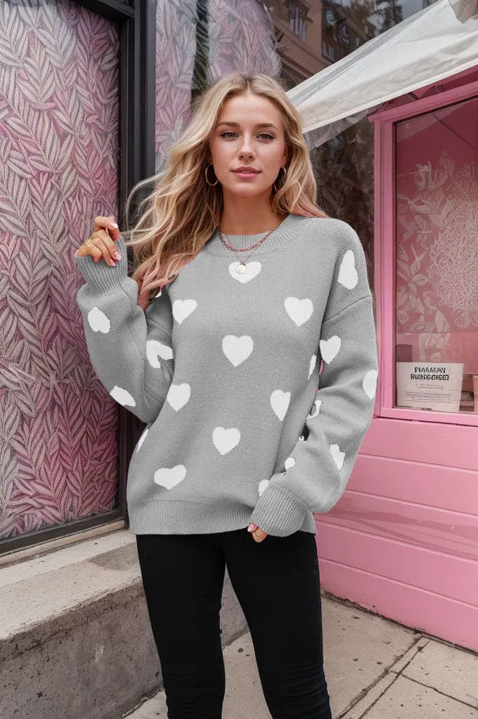 LOVESOFT Valentine's Day Love oversized Loose Cross Pullover Knit Sweater