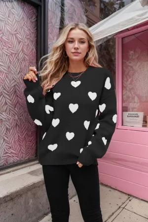 LOVESOFT Valentine's Day Love oversized Loose Cross Pullover Knit Sweater