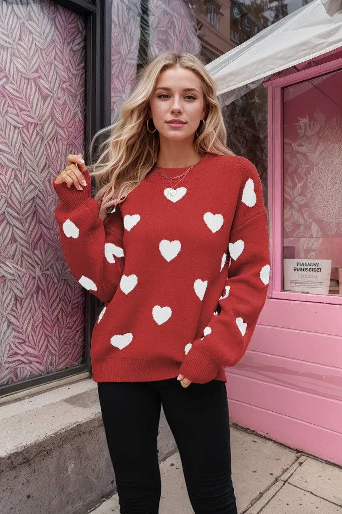 LOVESOFT Valentine's Day Love oversized Loose Cross Pullover Knit Sweater