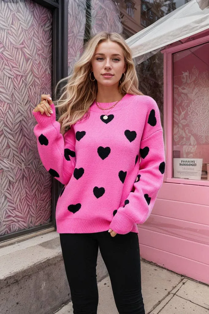 LOVESOFT Valentine's Day Love oversized Loose Cross Pullover Knit Sweater