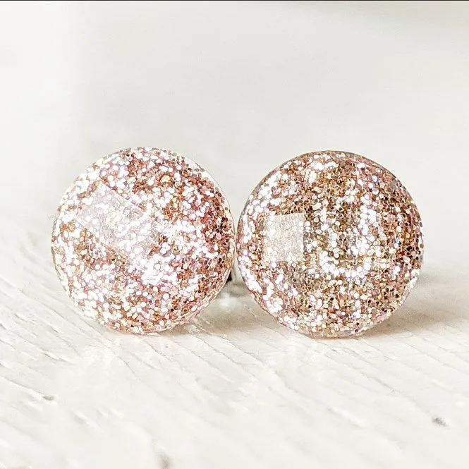 Shimmer Stud Earring Collection - 10mm Titanium