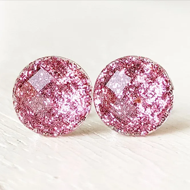 Shimmer Stud Earring Collection - 10mm Titanium