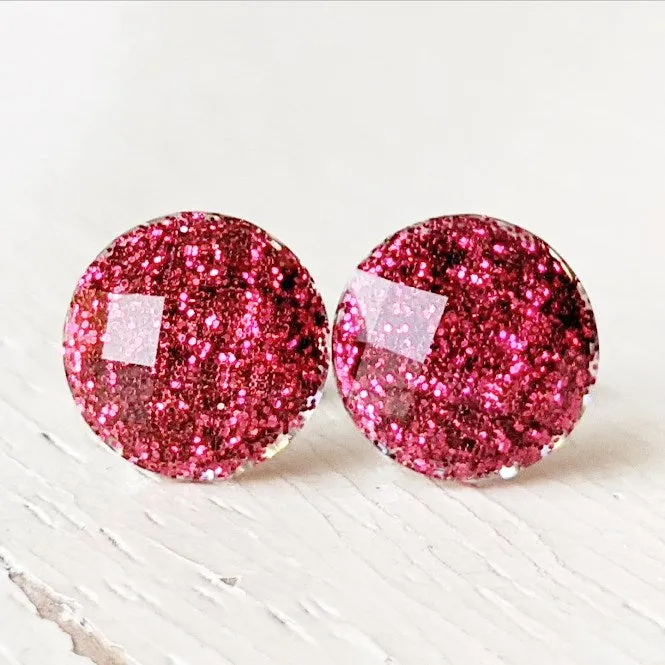 Shimmer Stud Earring Collection - 10mm Titanium