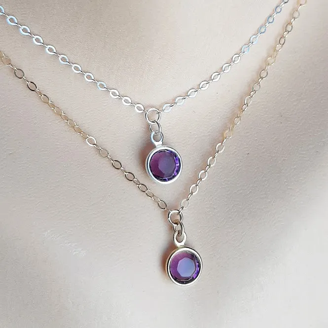 Swarovski Birthstone Solitaire Sterling Silver Dainty Necklace