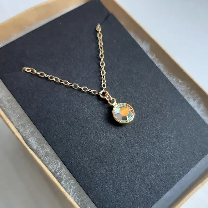 Swarovski Birthstone Solitaire Sterling Silver Dainty Necklace