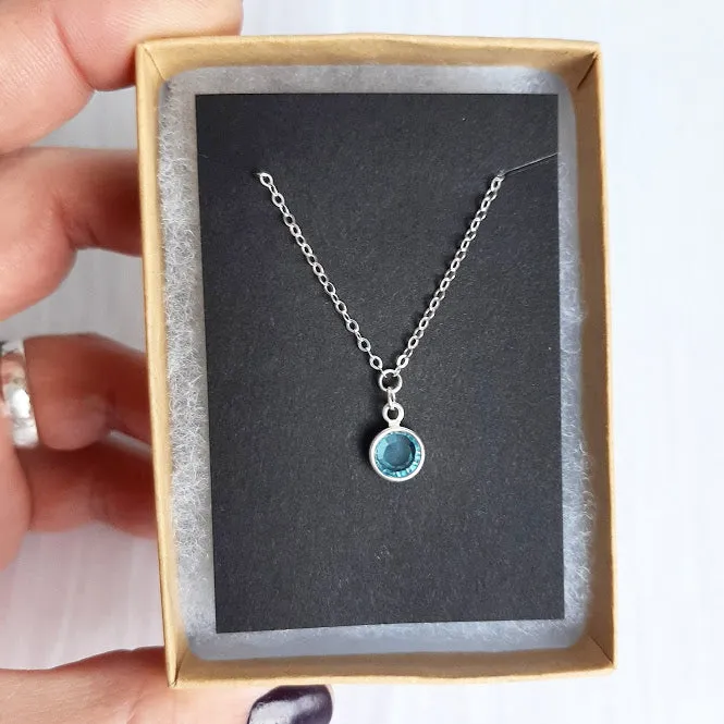 Swarovski Birthstone Solitaire Sterling Silver Dainty Necklace