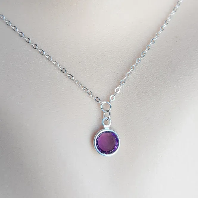 Swarovski Birthstone Solitaire Sterling Silver Dainty Necklace