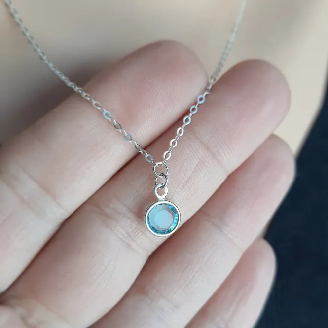 Swarovski Birthstone Solitaire Sterling Silver Dainty Necklace