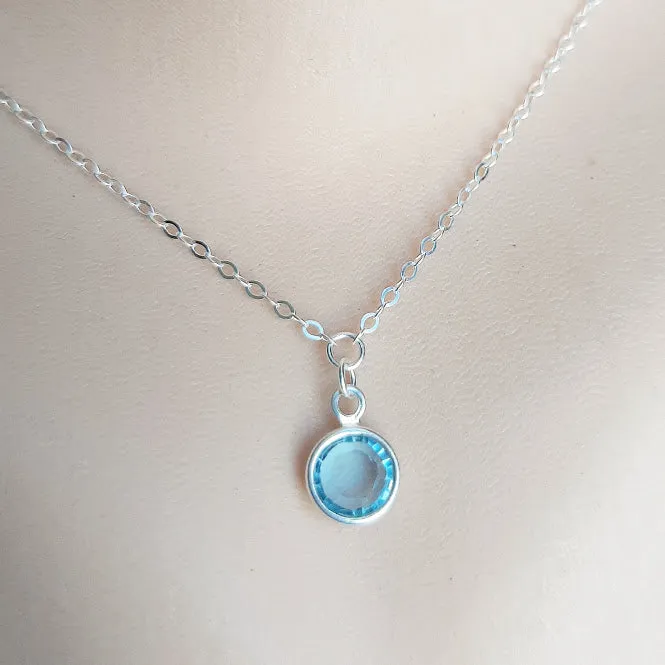 Swarovski Birthstone Solitaire Sterling Silver Dainty Necklace