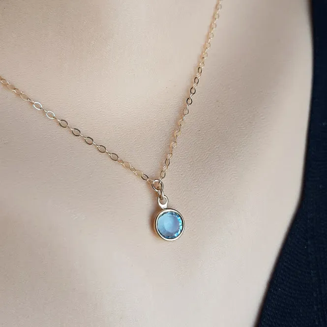 Swarovski Birthstone Solitaire Sterling Silver Dainty Necklace