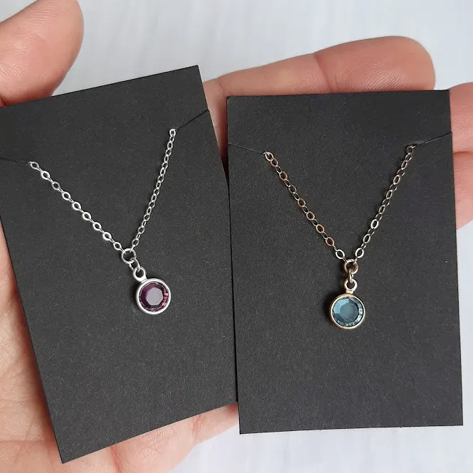 Swarovski Birthstone Solitaire Sterling Silver Dainty Necklace