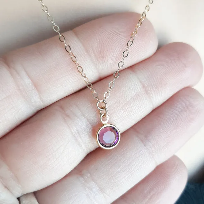 Swarovski Birthstone Solitaire Sterling Silver Dainty Necklace